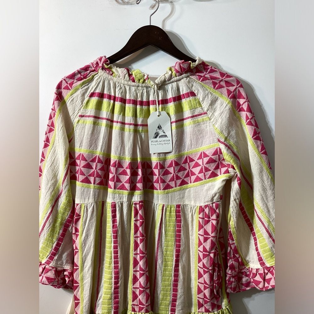 Pearl & Caviar Boho Pink Multicolor Patterned Mini Dress Size S/M NWT - Picture 8 of 11
